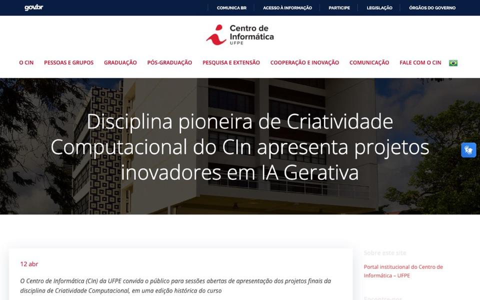 Notícia do portal do CIn sobre as sessões abertas de apresentação dos projetos de 2022.2 (abril de 2023)