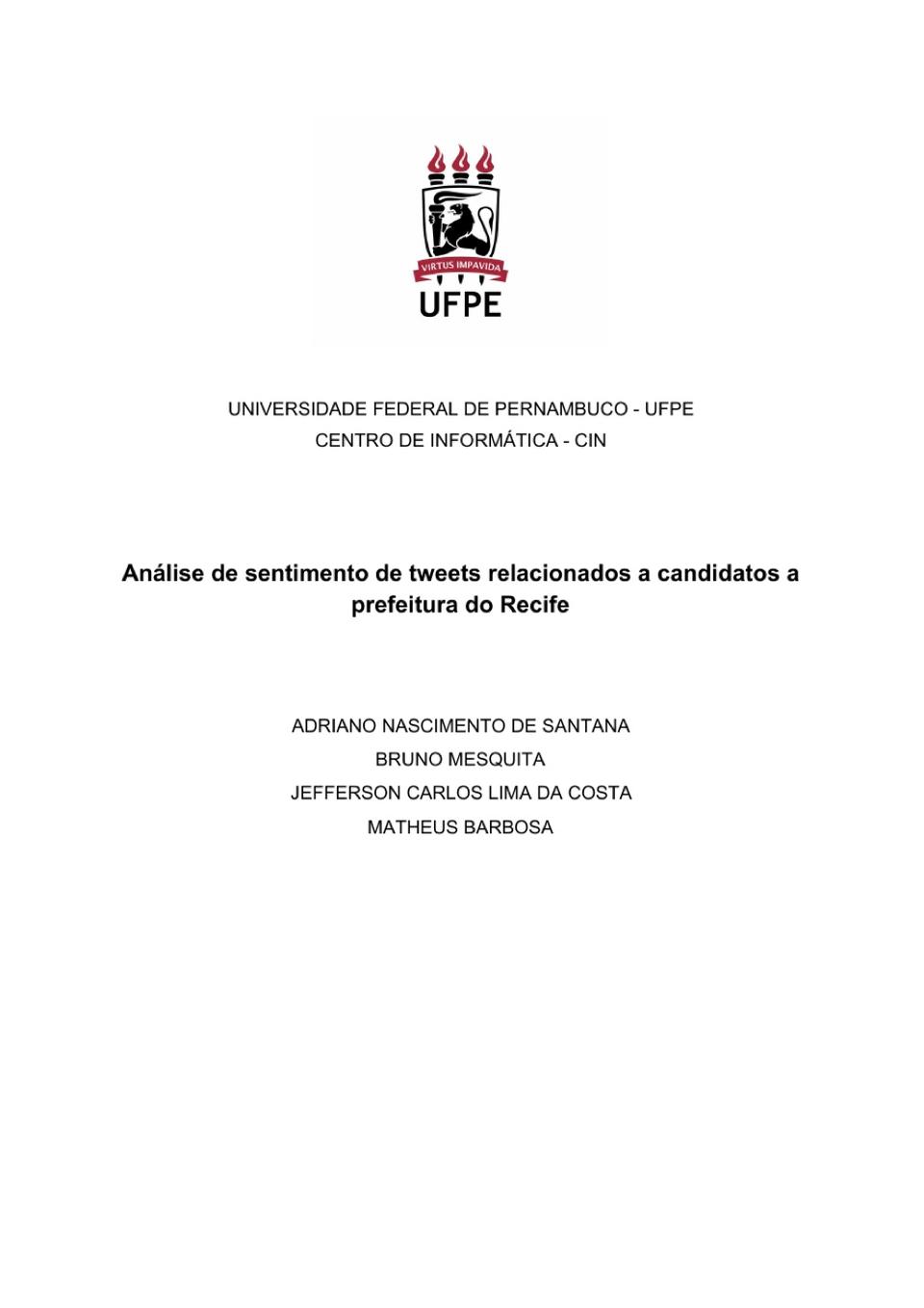 Capa do relatório