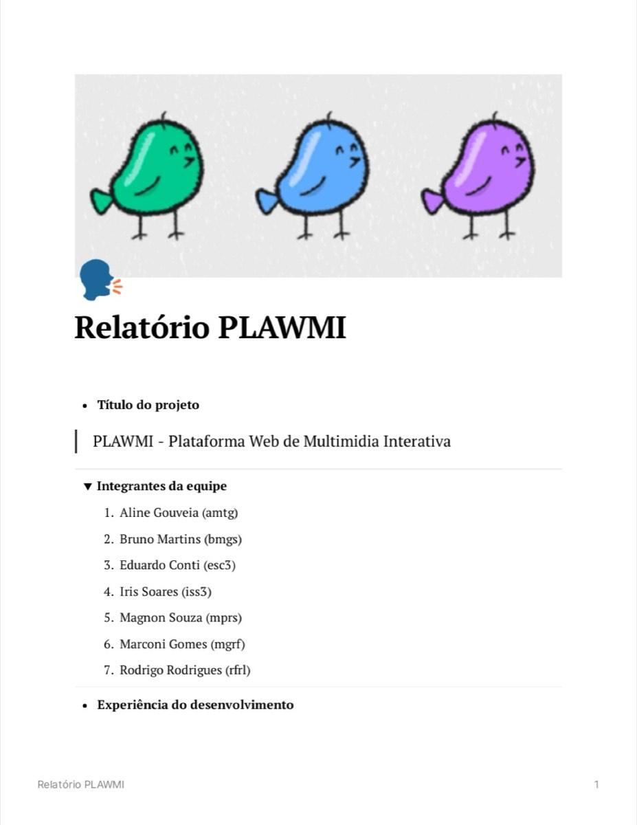 Relatório PLAWMI