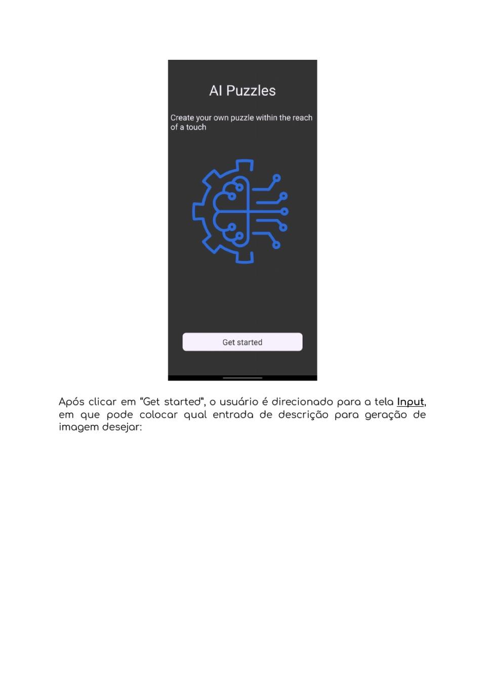 Tela do app no relatório