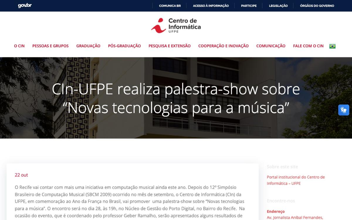 Notícia do portal do CIn-UFPE sobre a palestra-show 