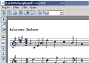 Miniatura da tela do Free Clef com uma partitura aberta (captura de 2009)