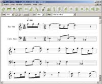 Tela do D'Accord Partitura com uma partitura de dois instrumentos (captura de 2006)