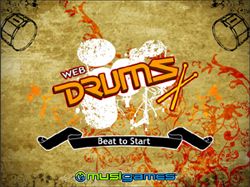 Tela de abertura do WebDrums, com a instrução 