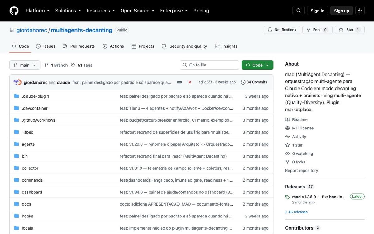 Repositório público do mad (MultiAgent Decanting)